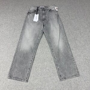 Icon Denim Jill Straight Leg Jeans Size 27 Gray Faded High Rise Star Embroidery
